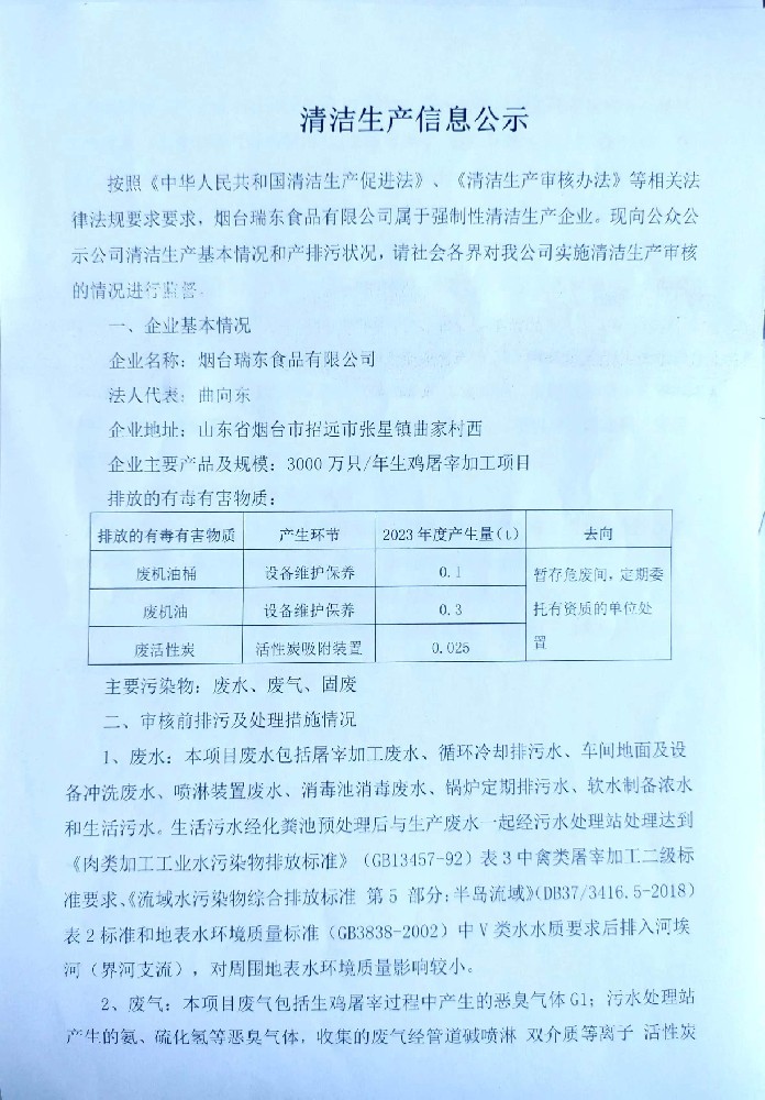清洁生产信息公示